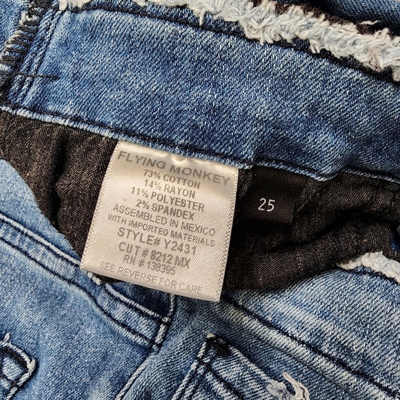 Flying Monkey Distressed Skinny Blue Denim Jeans - Picture 4 of 6